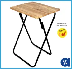 Soldes Alpha55 Table Pliante dim48x66cm à 149Dhs au lieu de 199Dhs