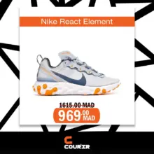 Soldes Courir Maroc Nike React Element à 969Dhs au lieu de 1615Dhs