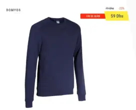 Promo Decathlon Sweat Homme bleu marine DOMYOS 59Dhs au lieu de 79Dhs