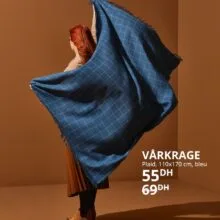 Soldes Ikea Maroc Plaid 110x170cm Bleu VARKRAGE 55Dhs au lieu de 69Dhs