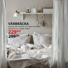 Soldes Ikea Maroc Housse de couette et 2 taies d'oreiller VARBRACKA 229Dhs au lieu de 299Dhs