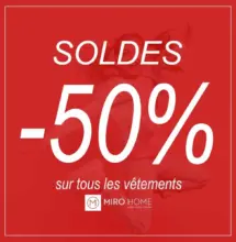 Soldes Miro Home Jusqu'à -50% de réduction sur les articles vêtements