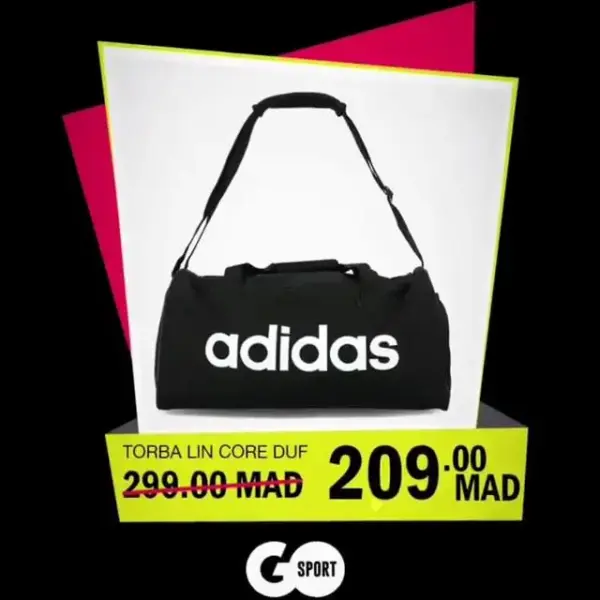 Soldes Go Sport Maroc Sac ADIDAS Torba LIN CORE DUF 209Dhs au lieu de 299Dhs