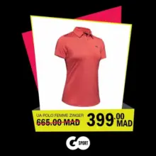 Soldes GO Sport Maroc UNDER ARMOUR Polo Femme ZINGER 399Dhs au lieu de 665Dhs