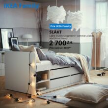 Soldes Ikea Family Cadre lit avec rangement + sommier à lattes SLAKT 2700Dhs au lieu de 3615Dhs