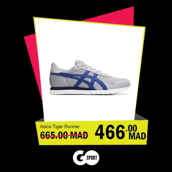 Soldes GO Sport Maroc ASICS Tiger Runner 466Dhs au lieu de 665Dhs