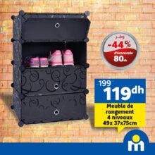 Soldes Marjane Meuble de rangement 4 niveaux 119Dhs au lieu de 199Dhs