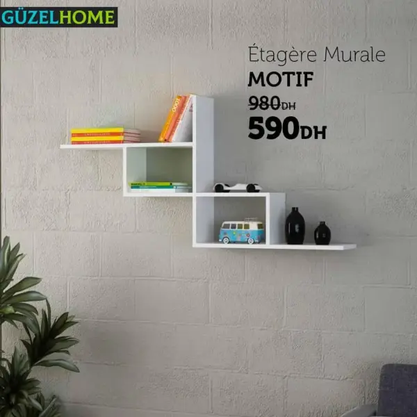 Soldes Guzelhome étagère mural MOTIF 590Dhs au lieu de 980Dhs