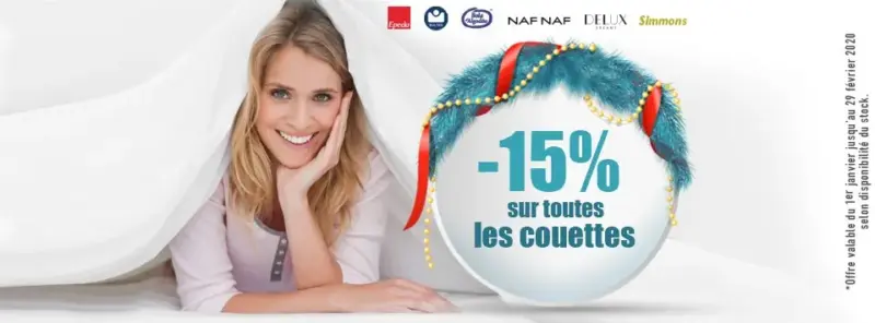 Promo Le Matelas -15% Remise sur les Couettes Jusqu'au 29 Février 2020