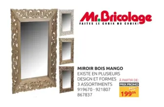 Soldes Mr Bricolage Maroc Miroir bois MANGO 199Dhs au lieu de 259Dhs