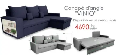 Soldes Azura Home Canapé d'angle VINIO 4690Dhs au lieu de 5581Dhs