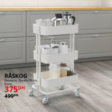 Soldes Ikea Maroc Desserte Blanche RASKOG 375Dhs au lieu de 499Dhs