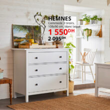 Soldes Ikea Maroc Commode 3 tiroirs blanc HEMNES 1550Dhs au lieu de 2095Dhs