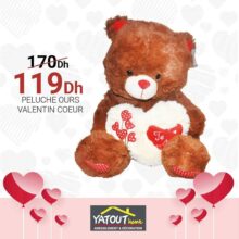 Soldes Yaout Home Peluche Ours VALENTIN Coeur 119Dhs au lieu de 170Dhs