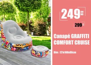 Soldes Maroc Canapé GRAFFITI COMFORT CRUISE 249Dhs au lieu de 299Dhs