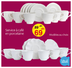 Soldes Alpha55 Service à café en porcelaine 69Dhs au lieu de 89Dhs