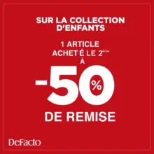 Soldes DeFacto Maroc Collection d’enfants 1 article acheté le 2ème à -50% de remise