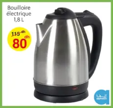 Promo Alpha55 Bouilloire électrique 1.8 Litres 80Dhs au lieu de 115Dhs