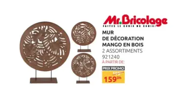 Promo Mr Bricolage Maroc Mur de décoration MANGO en bois 159Dhs au lieu de 199Dhs