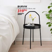 Soldes Ikea Maroc Table d'appoint noir BURVIK 319Dhs au lieu de 399Dhs