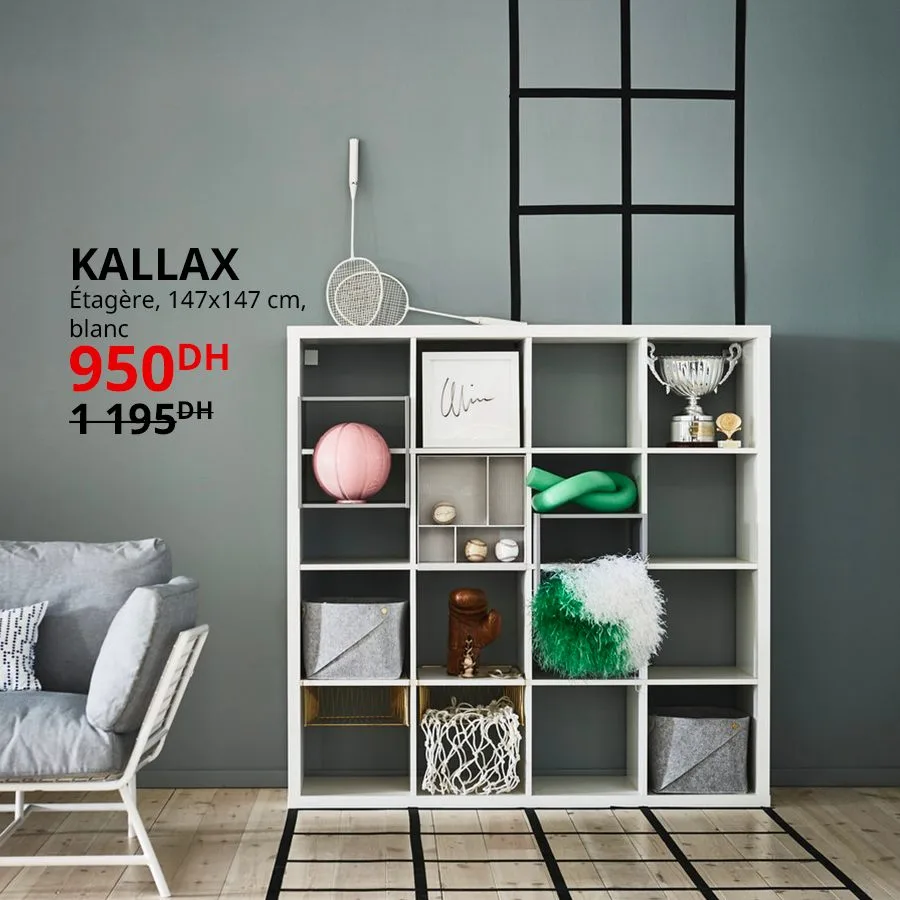 Soldes Ikea Maroc Étagère blanc KALLAX 950Dhs au lieu de 1195Dhs