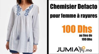 Promo Jumia Chemisier Defacto pour femme à rayures 100Dhs au lieu de 199Dhs