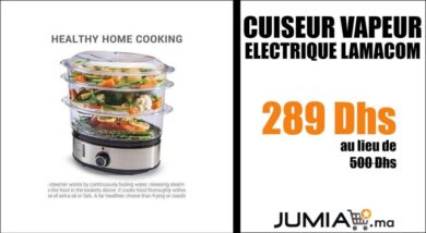 Promo Jumia Cuiseur Vapeur Electrique Lamacom 289Dhs au lieu de 500Dhs