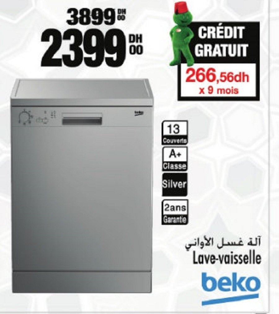 Soldes Aswak Assalam Lave-vaisselle BEKO 2399Dhs au lieu de 3899Dhs