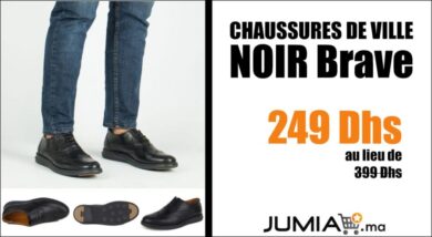 Promo Jumia CHAUSSURES DE VILLE NOIR Brave 249Dhs au lieu de 399Dhs