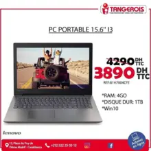 Promo Electroplanet Laptop LENOVO i3 avec Win10 3890Dhs au lieu de 4290Dhs