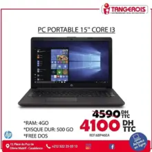 Promo Electroplanet PC Portable HP i3 Free Dos 4100Dhs au lieu de 4590Dhs