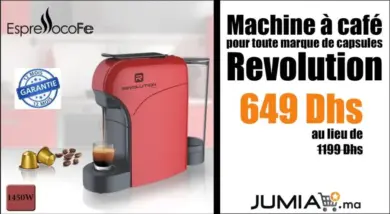 Promo Jumia Machine à café pour toute marque de capsules Revolution 649Dhs au lieu de 1199Dhs