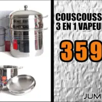 Promo Jumia Couscoussier Marmite 3 en 1 Vapeur 12L Laccor 359Dhs au lieu de 499Dhs