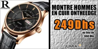 Promo Jumia Montre Hommes En Cuir ONTHEEDGE 249Dhs au lieu de 650Dhs