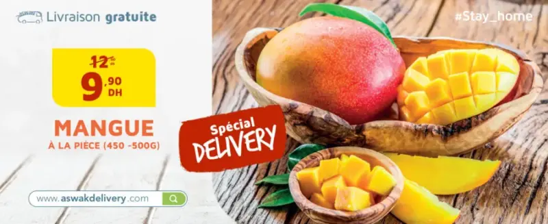 Spéciale Delivery chez AswakDelivery.com Pièce Mangue à 9.90Dhs au lieu de 12Dhs