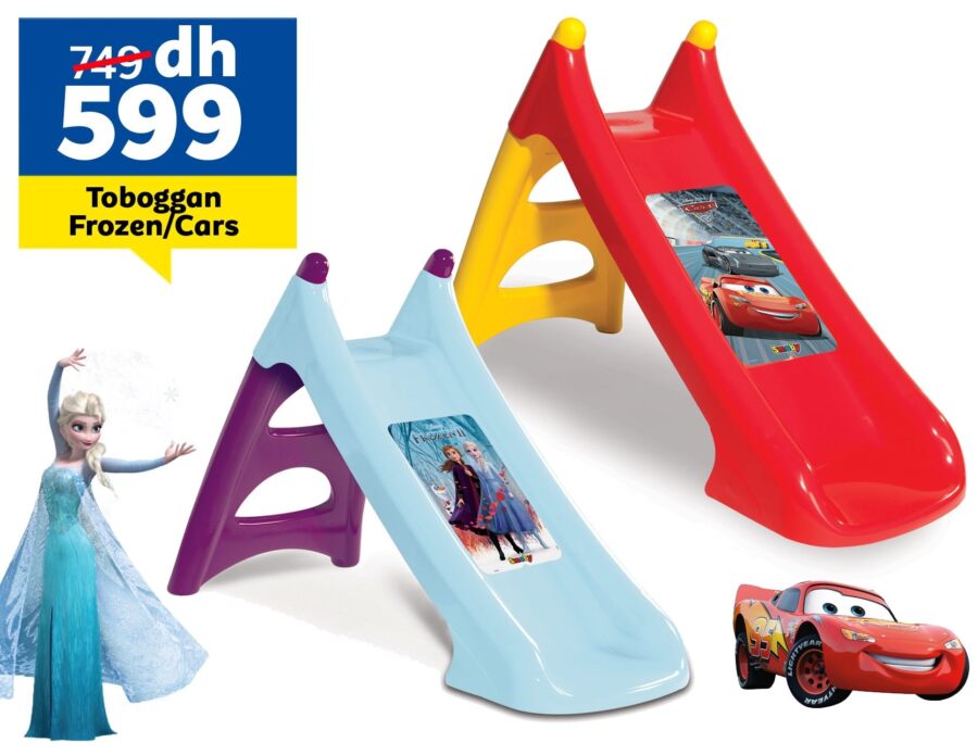 Soldes chez Marjane Toboggan Frozen/Cars à 599Dhs au lieu de 749Dhs