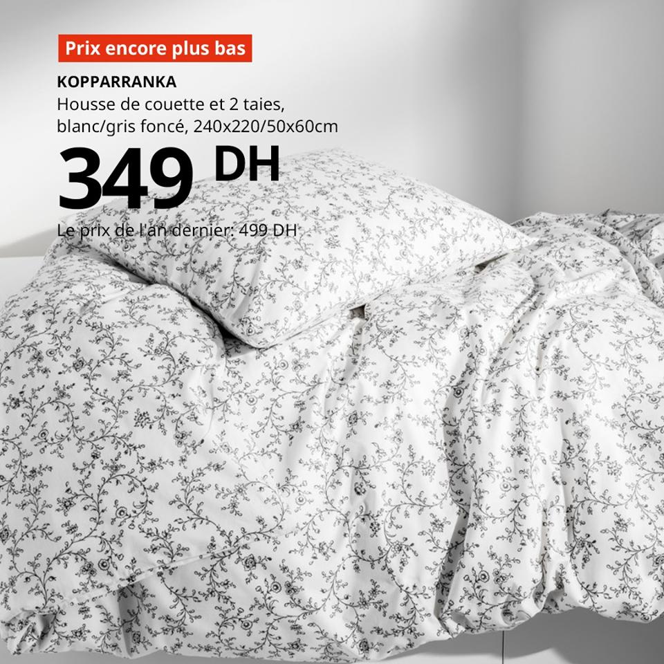 Promo Ikea Maroc Housse de couette et 2 taies KOPPARRANKA 349Dhs au lieu de 499Dhs