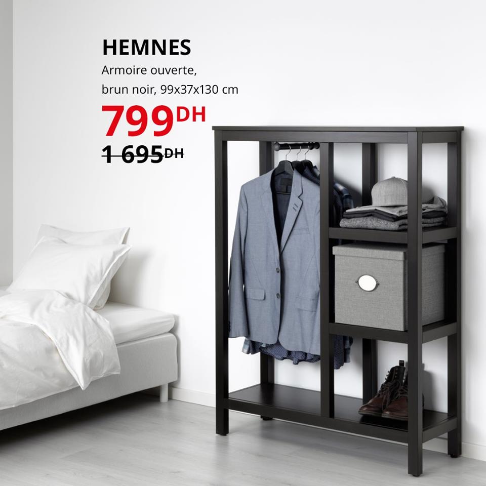 Soldes Ikea Maroc Armoire ouverte HEMNES 799Dhs au lieu de 1695Dhs