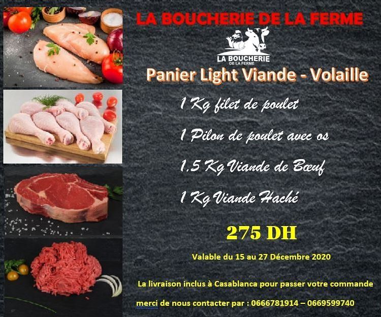 Promo Spécial Panier Light Viande - Volaille La Boucherie de la ferme 257Dhs au lieu de 300Dhs