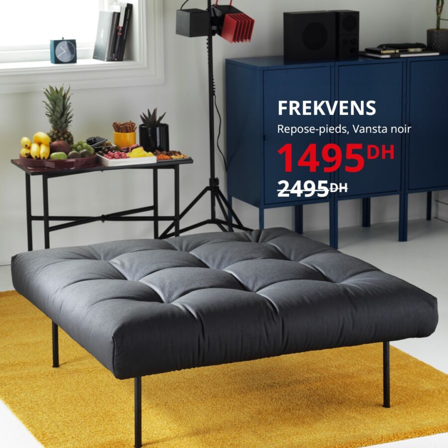 Soldes Ikea Maroc Repose-pieds Vansta noir GFREKVENS 1495Dhs au lieu de 2495Dhs