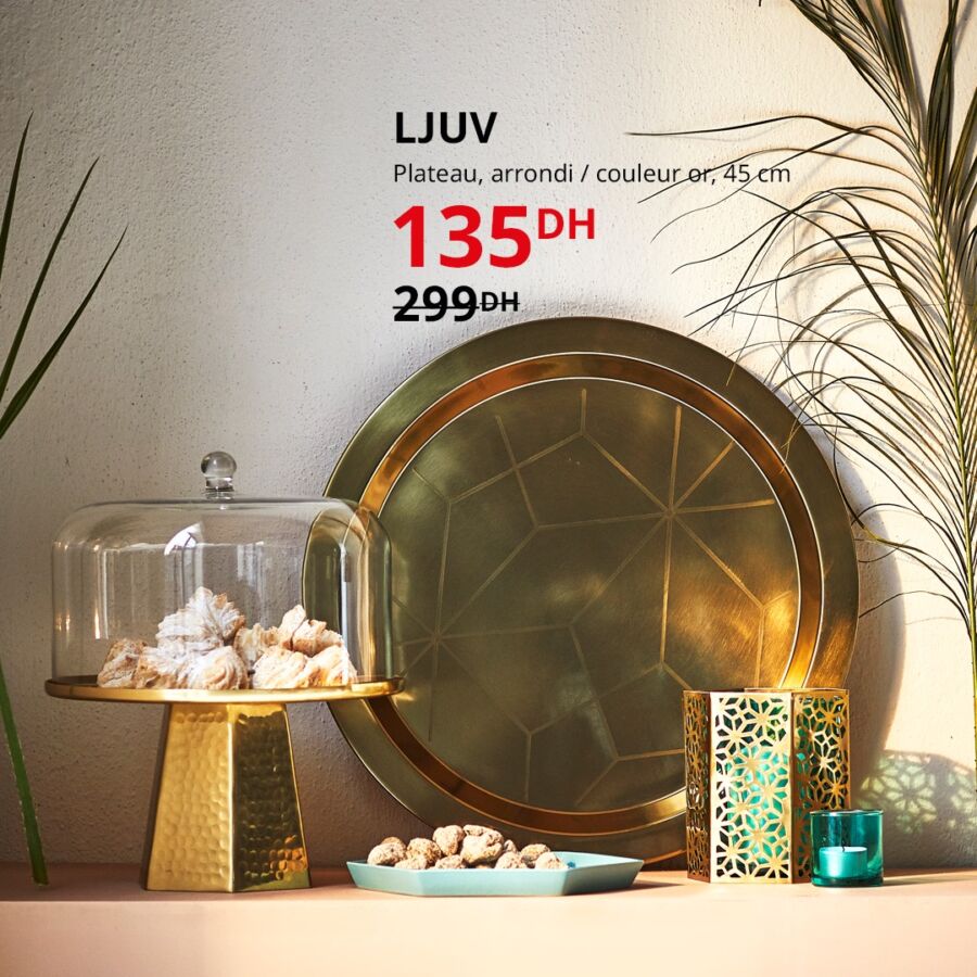 Soldes Ikea Maroc Plateau arrondi couleur or LJUV 135Dhs au lieu de 299Dhs