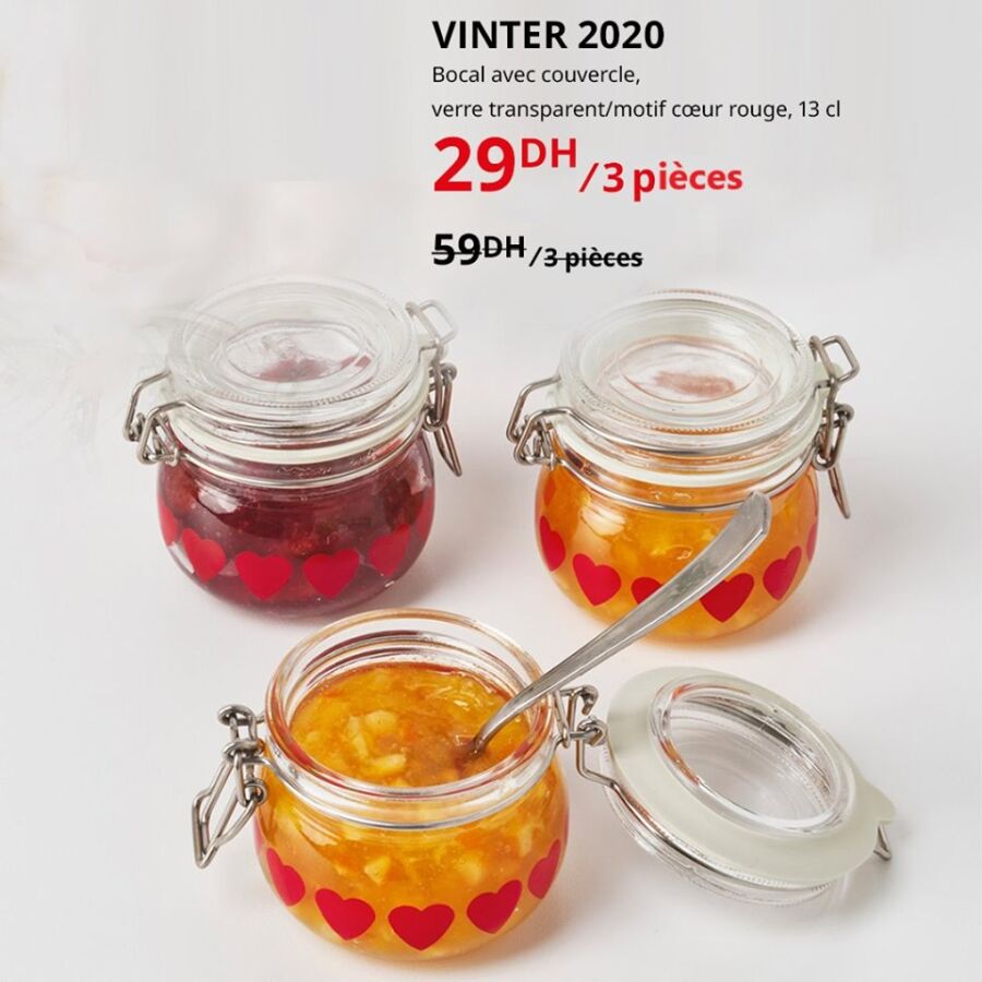 Soldes Ikea Maroc 3 Bocaux avec couvercles VINTER 2020 à 29Dhs au lieu de 59Dhs