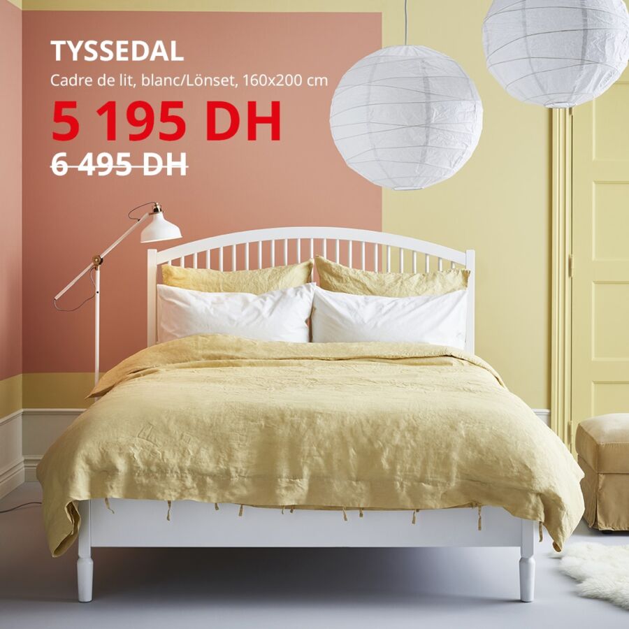 Soldes Ikea Maroc Cadre lit TYSSEDAL 5195Dhs au lieu de 6495Dhs