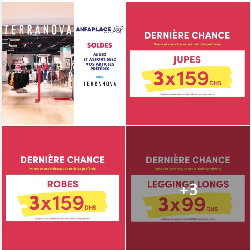 Big Soldes X3 chez Terranova Maroc valables sur une grande sélection d'articles