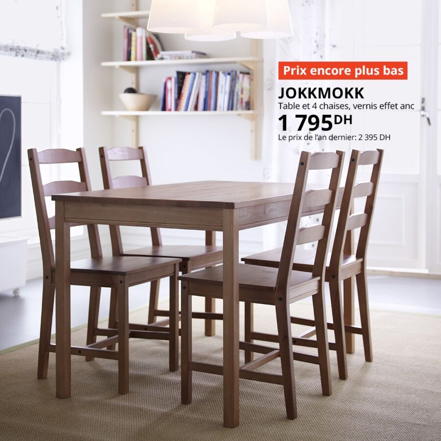 Prix encore plus bas Ikea Maroc Table et 4 chaises JOKKMOKK 1795Dhs au lieu de 2395Dhs