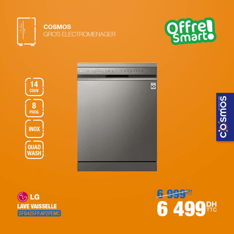 Offre Smart Cosmos Electro Lave Vaisselle LG 14couv 6499Dhs