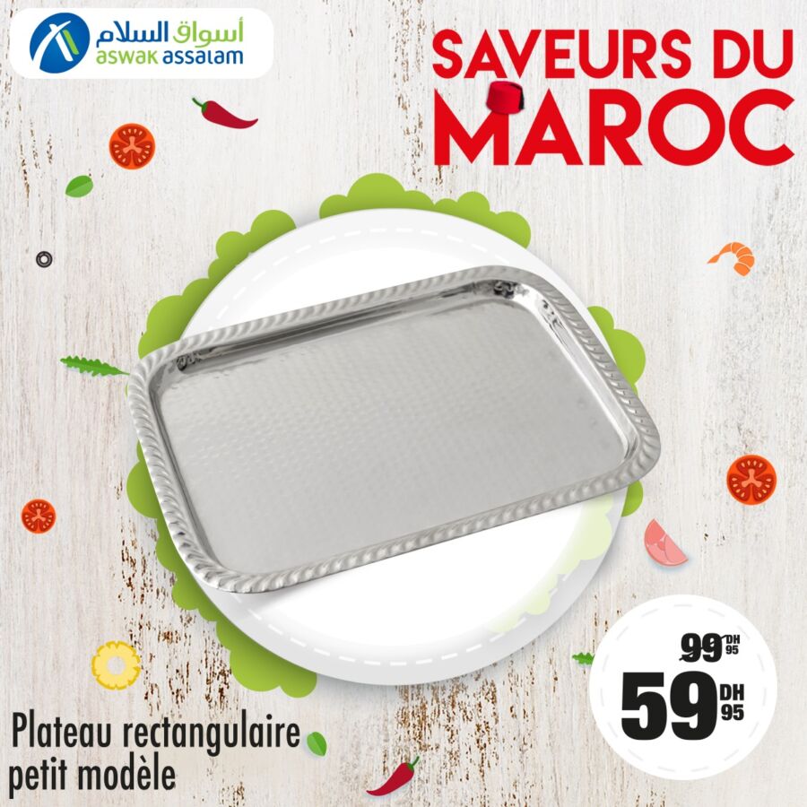 Soldes Aswak Assalam Plateau rectangulaire petit modèle 59.95Dhs au lieu de 99.95Dhs