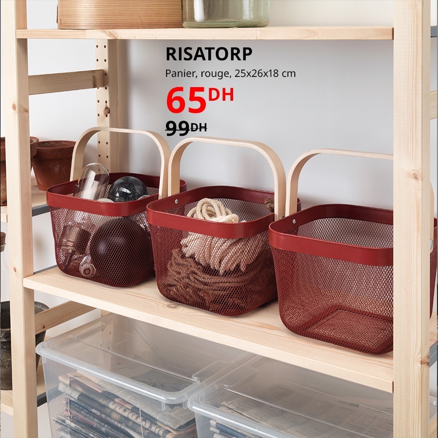 Soldes Ikea Maroc Panier rouge RISATORP 65Dhs au lieu de 99Dhs