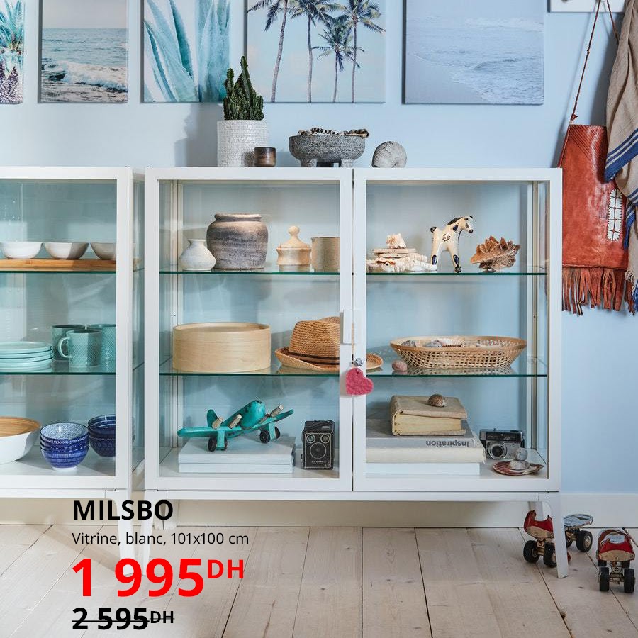 Soldes Ikea Maroc Vitrine blanche MILSBO 1995Dhs au lieu de 2595Dhs