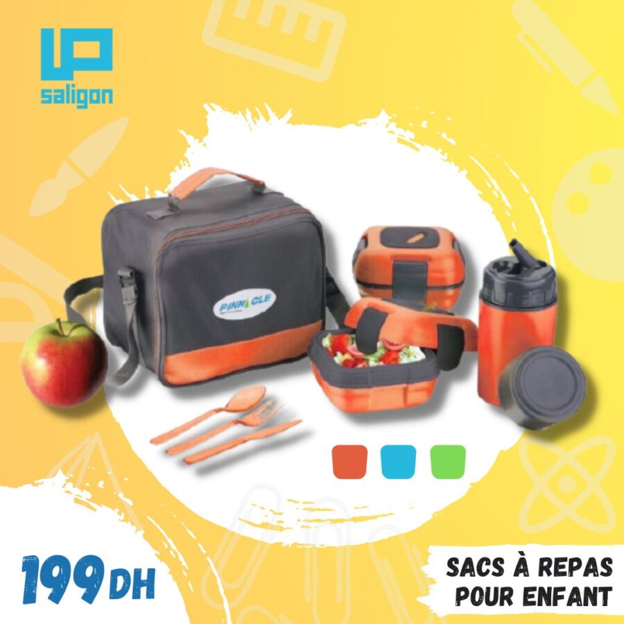 Offres Saligon Lunch box Pinnacle Pour Enfant et Adulte Orange 199Dhs